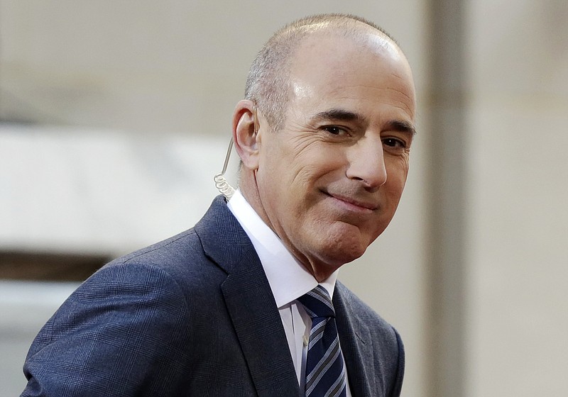 FILE - In this April 21, 2016, file photo, Matt Lauer, co-host of the NBC "Today" television program, appears on set in Rockefeller Plaza, in New York. NBC News announced Wednesday, Nov. 29, 2017, that Lauer was fired for "inappropriate sexual behavior." (AP Photo/Richard Drew, File)

