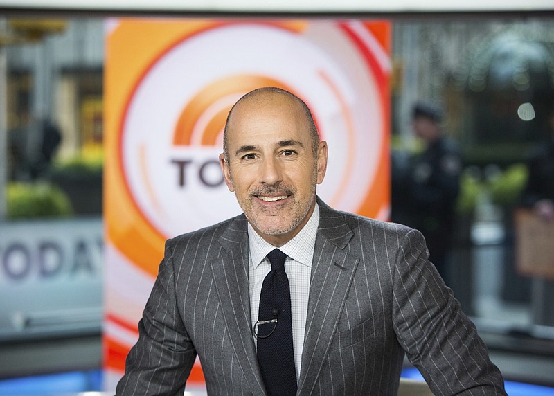 This Nov. 8, 2017, photo released by NBC shows Matt Lauer on the set of the "Today" show in New York. NBC News fired the longtime host for "inappropriate sexual behavior." Lauer's co-host Savannah Guthrie made the announcement at the top of Wednesday's "Today" show. (Nathan Congleton/NBC via AP)