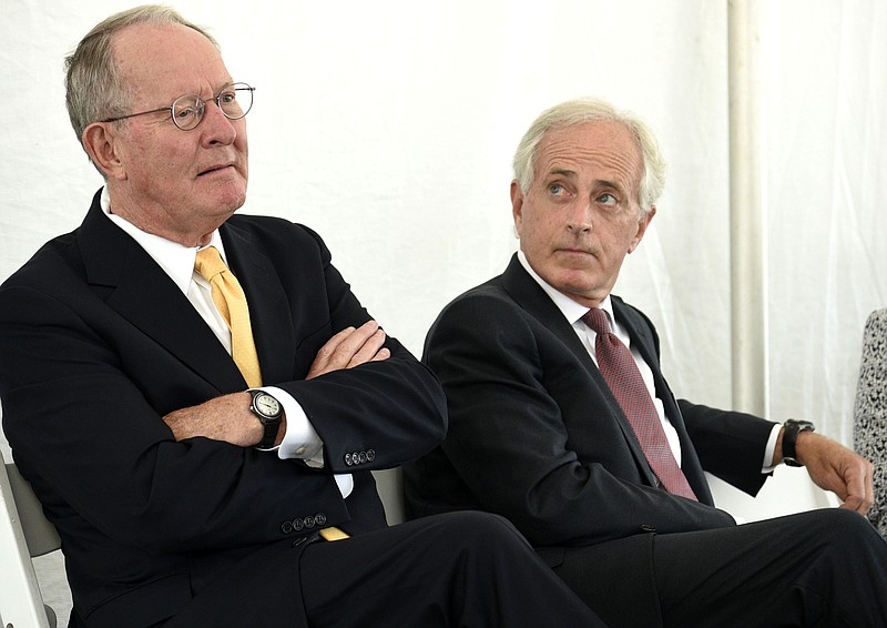 Tennessee Sens. Lamar Alexander, left, and Bob Corker are keys in different ways to tax legislation that will be pondered this month in a joint U.S. Senate-House conference committee.