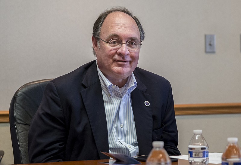 Tennessee Aquarium President and CEO Keith Sanford during a meeting with the Times Free Press editorial board in the newspaper's offices on Thursday, March 9, 2017, in Chattanooga, Tenn.