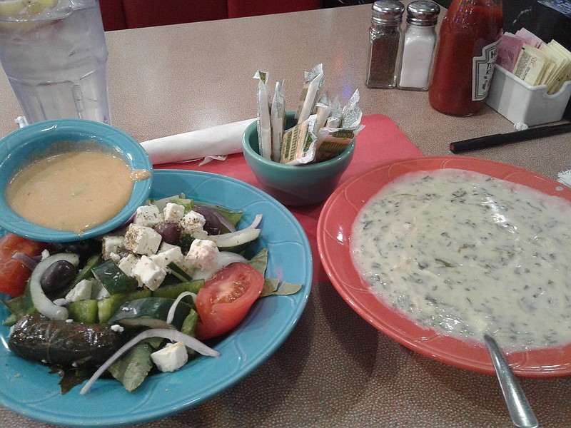 A large bowl of chicken-spinach soup and small Greek salad ran just $8.20 for lunch at the Carter Street location of City Cafe Diner.