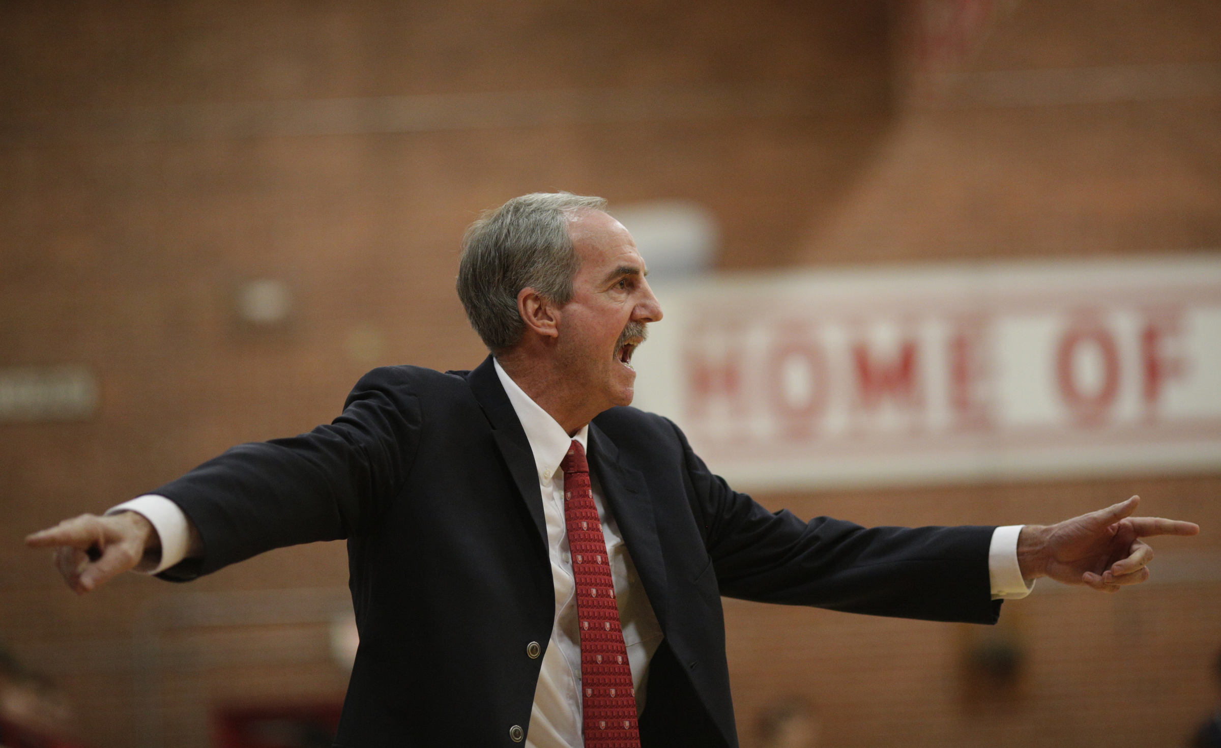 Baylor boys basketball coach Austin Clark shouts to players during their prep basketball game against Hamilton Heights at Baylor School on Tuesday, Dec. 5, 2017, in Chattanooga, Tenn.