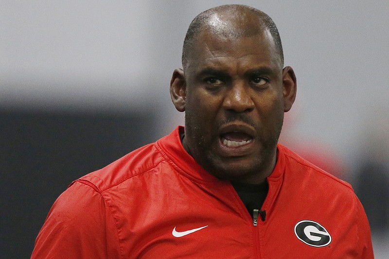 Georgia defensive coordinator Mel Tucker looks on at practice in Athens, Ga., Wednesday, Nov. 29, 2017. (Joshua L. Jones/Athens Banner-Herald via AP)

