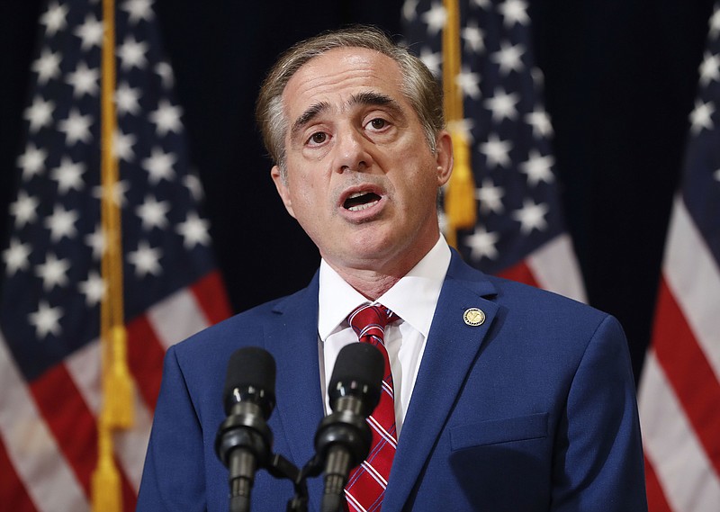 
              FILE - In this Aug. 16, 2017, file photo, Veterans Affairs Secretary David Shulkin speaks in Bridgewater, N.J. In a fresh warning, Shulkin says there could potentially be delays in providing medical care to tens of thousands of veterans if lawmakers don’t act soon to approve billions in emergency funding for the ailing private-sector Choice program. (AP Photo/Pablo Martinez Monsivais, File)
            