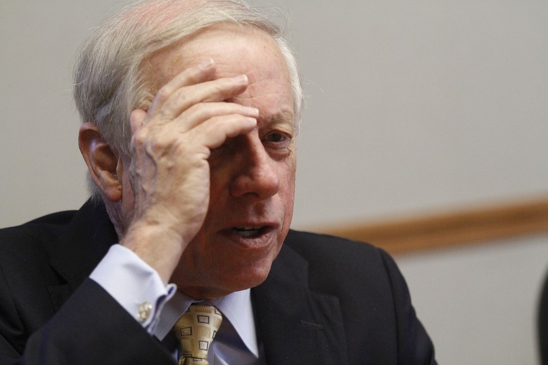 In this Thursday, Oct. 2, 2014, staff file photo, former Tennessee Gov. Phil Bredesen speaks during a meeting with Chattanooga Times Free Press editors and reporters held  in Chattanooga.
