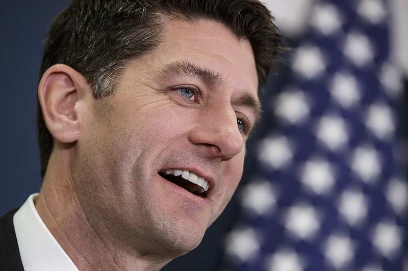 Speaker of the House Paul Ryan, R-Wis., meets with reporters after House Republicans held a closed-door strategy session as the deadline looms to pass a spending bill to fund the government by week's end, on Capitol Hill in Washington, Tuesday, Dec. 5, 2017. (AP Photo/J. Scott Applewhite)