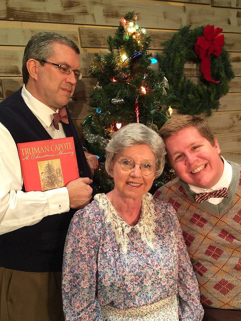 Craig Laing, left, plays Truman Capote in Gem Players' production of "Christmas Memories." Virginia Orr is cast as Miss Sook and Koltin Thompson is Buddy.