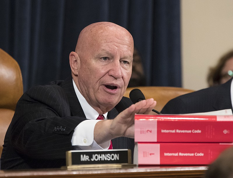 FILE - In this Nov. 6, 2017, file photo, House Ways and Means Committee Chairman Kevin Brady, R-Texas, makes a statement as his panel begins the markup process of the GOP's far-reaching tax overhaul as members propose amendments and changes to shape the first major revamp of the tax system in three decades, on Capitol Hill in Washington. If House Republicans have their way, victims of hurricanes in Texas and Florida could deduct their losses on their taxes. But victims of the California wildfires no longer could. (AP Photo/J. Scott Applewhite File)