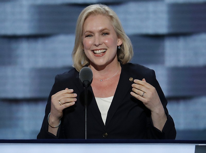 n this July 25, 2016, file photo, Sen. Kirsten Gillibrand, D-NY., speaks at the Democratic National Convention in Philadelphia. Gillibrand got a fight she wants after President Donald Trump attacked her in a provocative tweet that claimed she'd begged him for campaign contributions and would "do anything" for them. Gillibrand, is up for re-election next year and is considered a possible presidential contender in 2020. She's been a leading voice in the national debate over how to confront sexual assault and harassment. (AP Photo/J. Scott Applewhite, File)