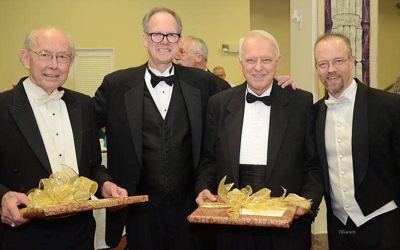 From left are Dr. John Hamm, founder of Choral Arts of Chattanooga; Kim Thompson, Choral Arts president; David Friberg, accompanist; Darrin Hassevoort, current artistic director of Choral Arts.