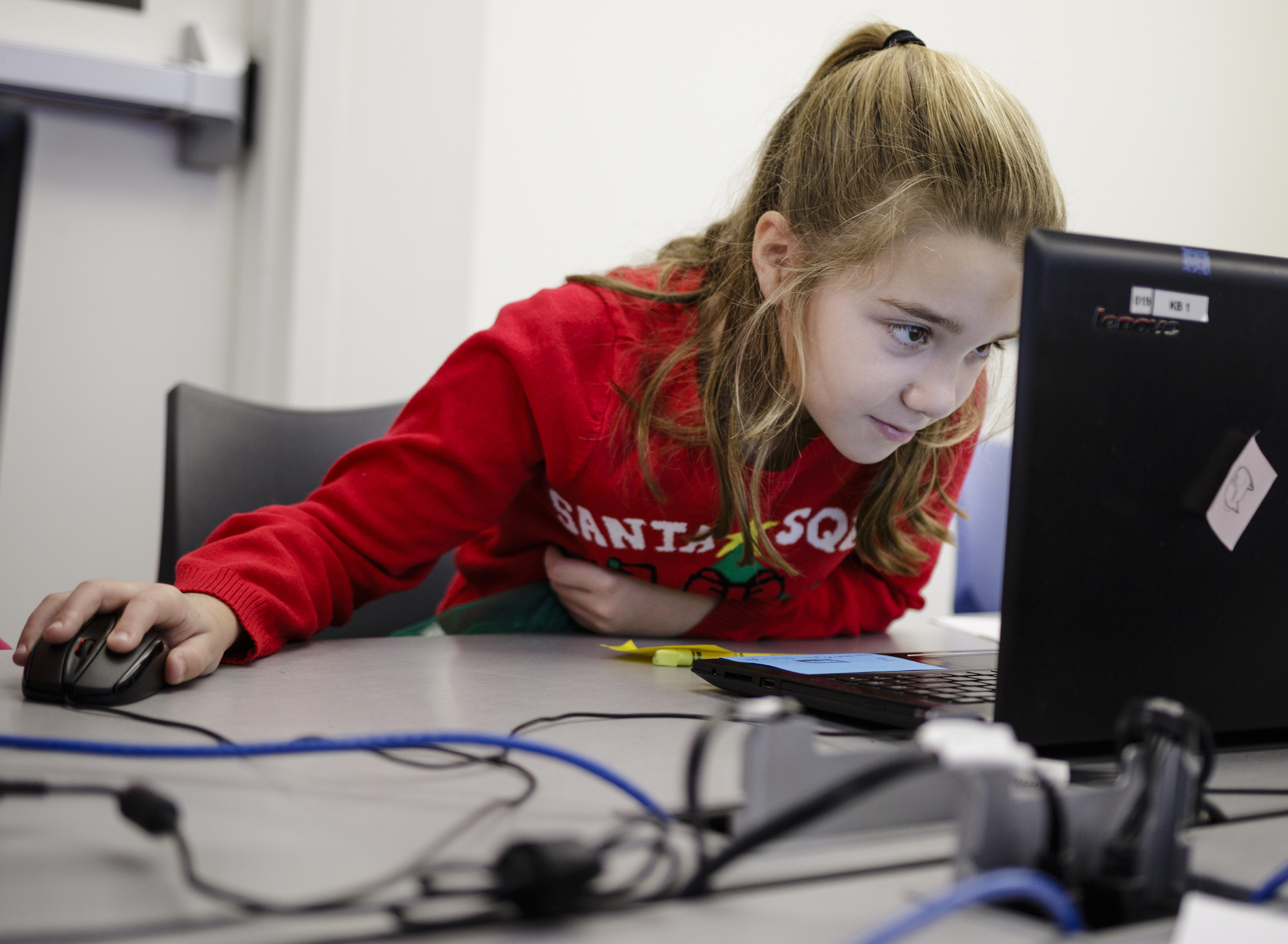 Kylie Beagle uses a computer program to build a 3d snowman at Tech Town's winter break camp in the Edney Innovation Center on Friday, Dec. 22, 2017, in Chattanooga, Tenn. Tech Town offers technology-centric camps and education for children in subjects ranging from video production and computer coding to electronics and robotics.
