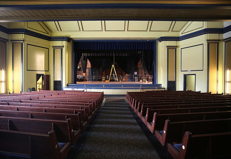 Upgrades including new lights, sounds, renovations to dressing rooms and more are being done to Walker Theatre Friday, Aug. 11, 2017 in Chattanooga, Tenn. The Walker Theatre is located inside the Soldiers and Sailors Memorial Auditorium, which is nearing 100 years old.