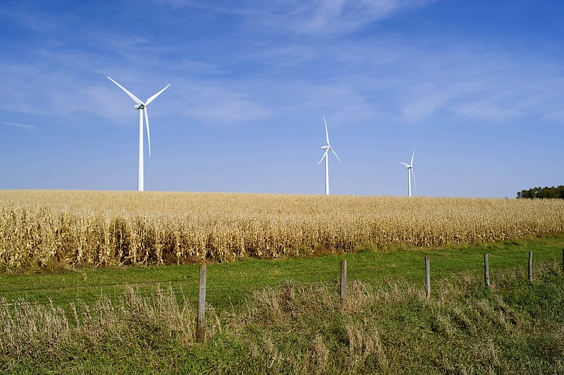 A wind farm in the Midwest.