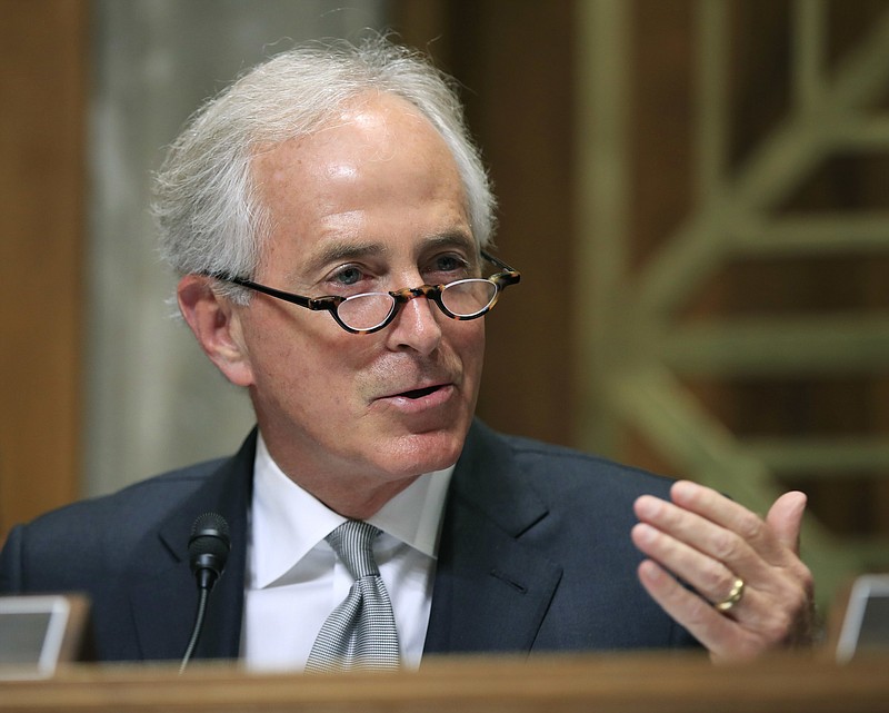 In this Oct. 30, 2017, photo, Senate Foreign Relations Committee Chairman Sen. Bob Corker, R-Tenn., speaks during a Senate Foreign Relations Committee hearing on "The Authorizations for the Use of Military Force: Administration Perspective" on Capitol Hill in Washington. (AP Photo/Manuel Balce Ceneta, File)