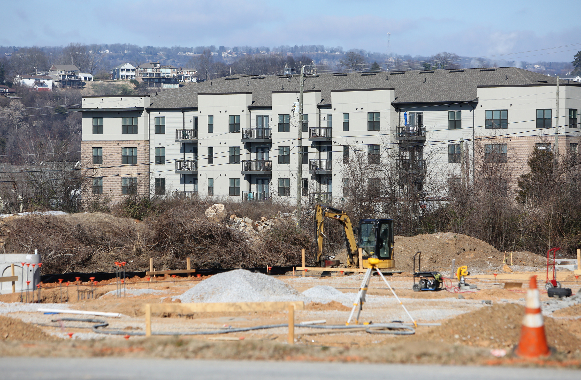 The Cameron Harbor apartment complex is nested within other ongoing developments off of Riverfront Parkway Thursday, Jan. 4, 2018 in Chattanooga, Tenn. New developments on the westside, such as Chattanooga Whiskey and Cameron Harbor, have been changing the face of Riverfront Parkway.