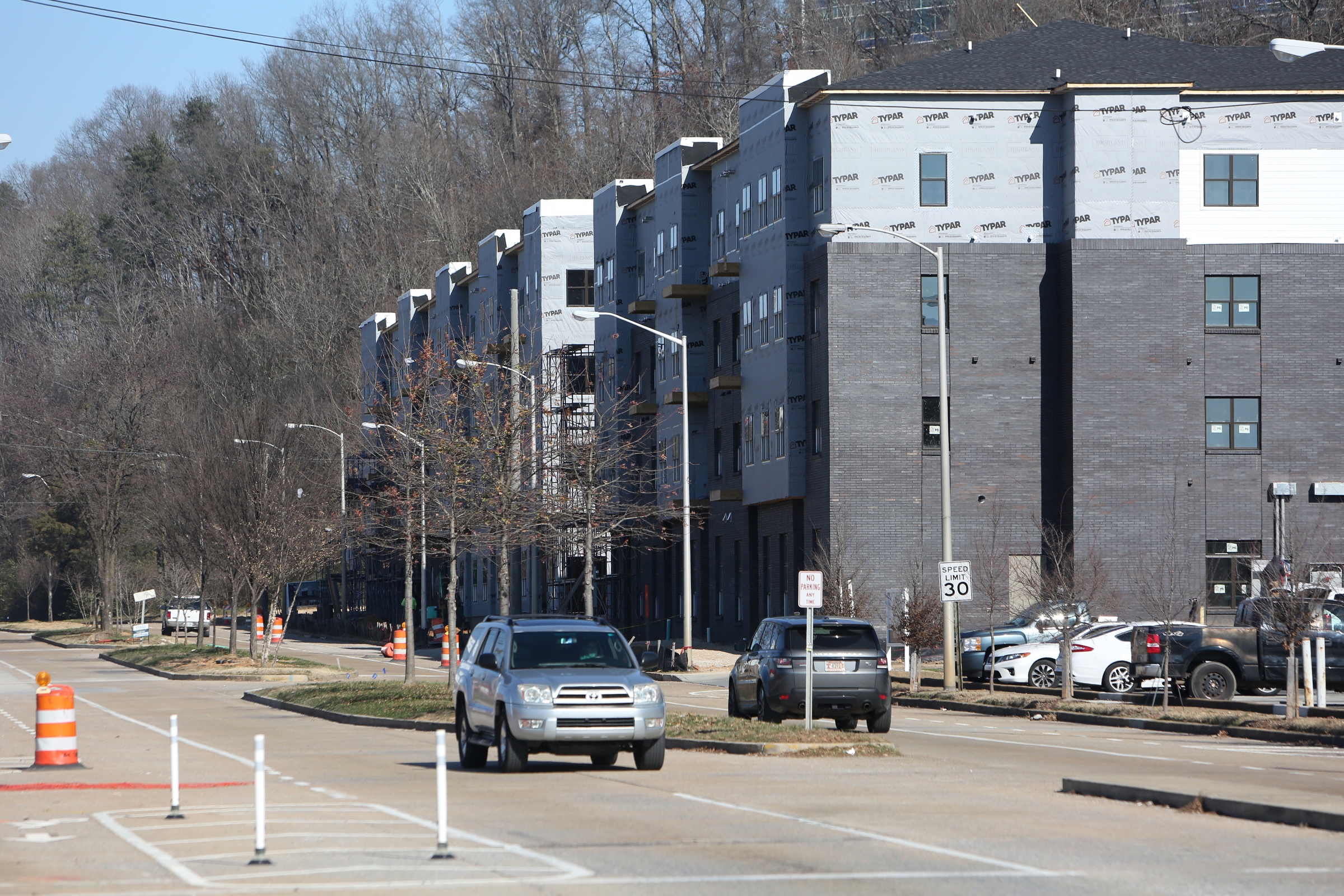 New development lines Riverside Parkway near M.L. King Boulevard Thursday, Jan. 4, 2018 in Chattanooga, Tenn. There will be a public hearing Monday on the plan to use tax money to expand M.L. King Boulevard straight across Riverfront parkway to the Blue Goose Hallow trailhead.