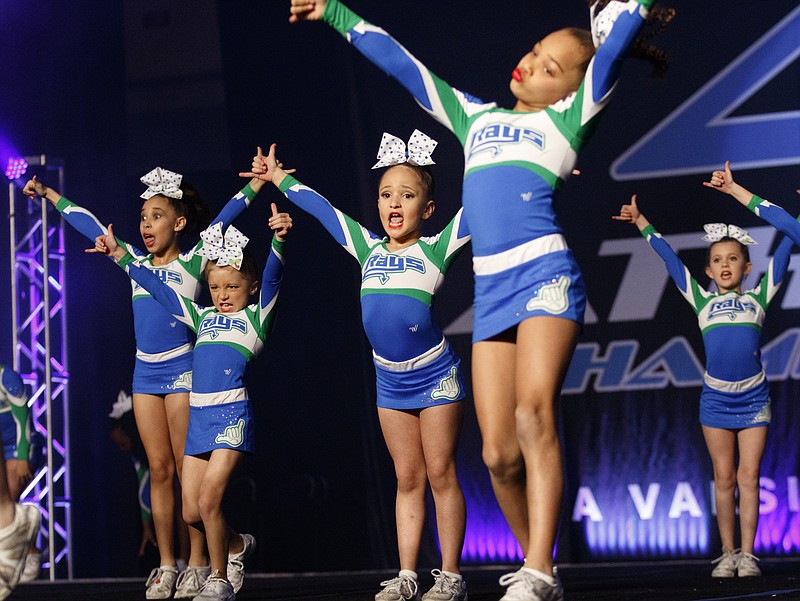 A Stingray All Stars team from Marietta, Ga., competes during a previous Athletic Championships cheerleading and dance competition at the Chattanooga Convention Center. Age divisions begin with 4-5-year-olds then elementary, middle school, high school and collegians.