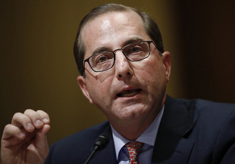 Alex Azar testifies during a Senate Finance Committee hearing on Capitol Hill in Washington, Tuesday, Jan. 9, 2018, to consider his nomination to be Secretary of Health and Human Services.  (AP Photo/Carolyn Kaster)