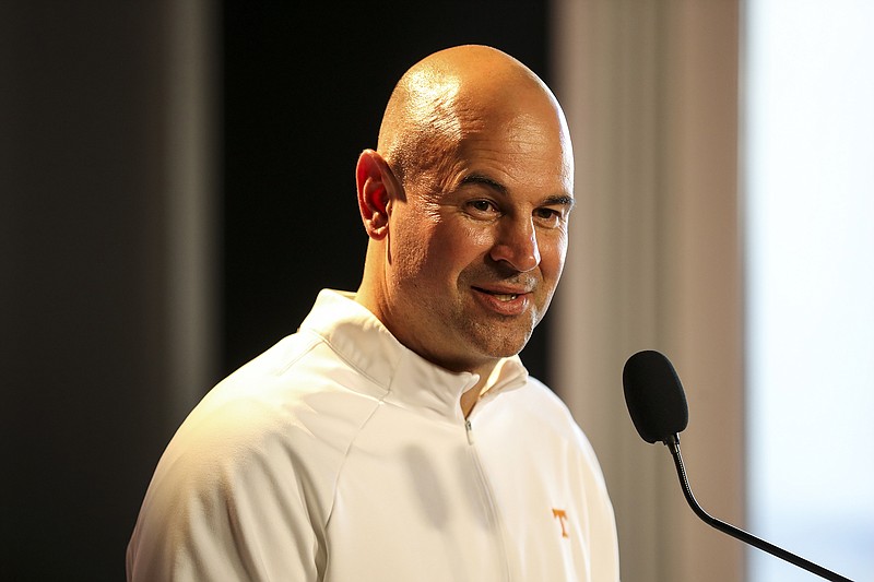 Head coach Jeremy Pruitt of the Tennessee Volunteers speaks during a news conference Jan. 10, 2018, at Ray and Lucky Hand Digital Studio in Knoxville, Tenn. (Photo: Summer Simmons/Tennessee Athletics)