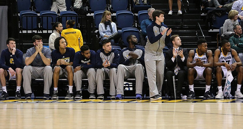 The UTC bench area was full of injured and ineligible players during Wednesday's home game against Furman at McKenzie Arena.