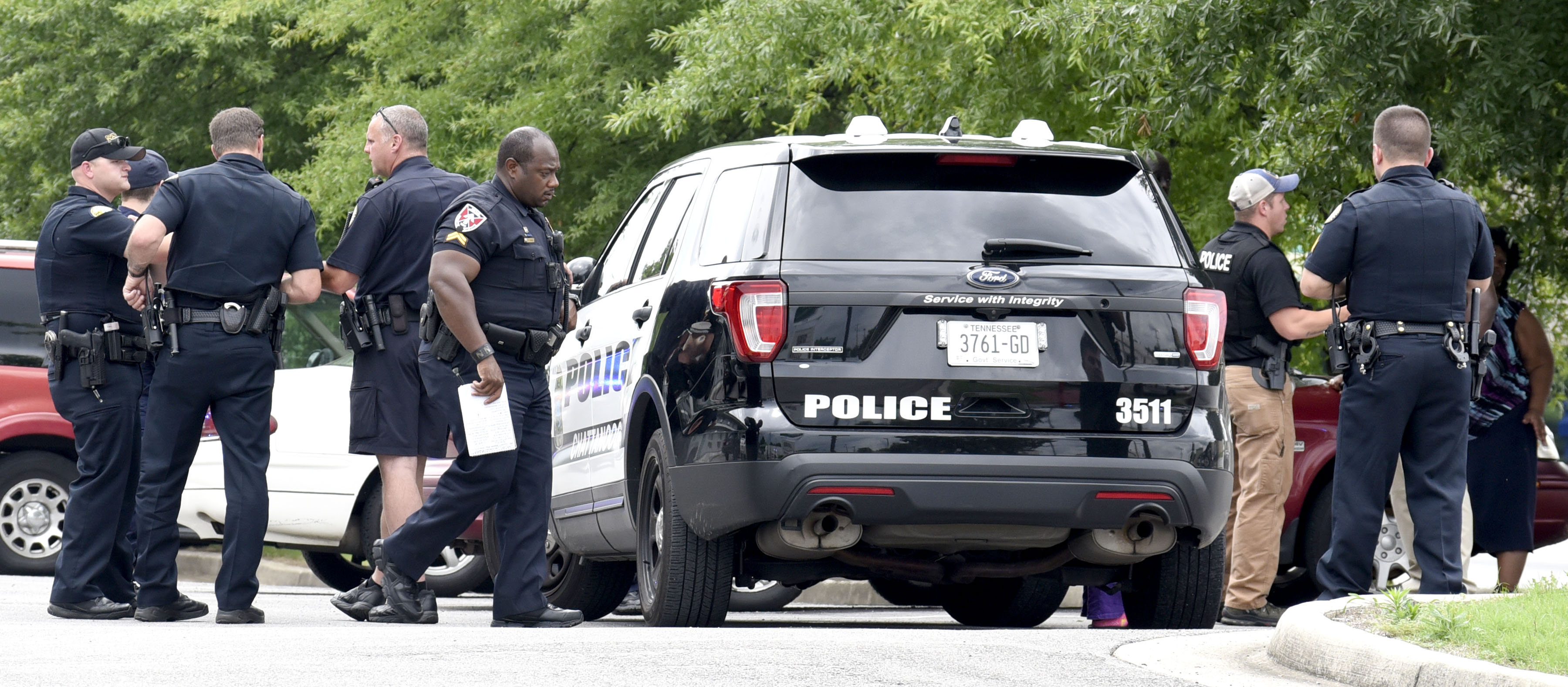 Chattanooga Police investigate the scene of a shooting at the Hamilton Inn at 2717 Rossville Blvd on July 2, 2017.