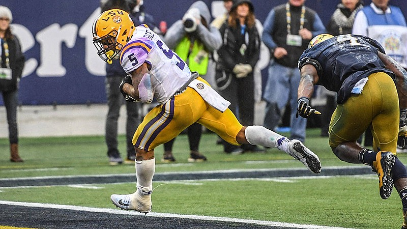 Running back Derrius Guice is one of six LSU Tigers and 27 Southeastern Conference players who elected to bypass their remaining eligibility to enter the NFL draft. LSU's six departures led the league.