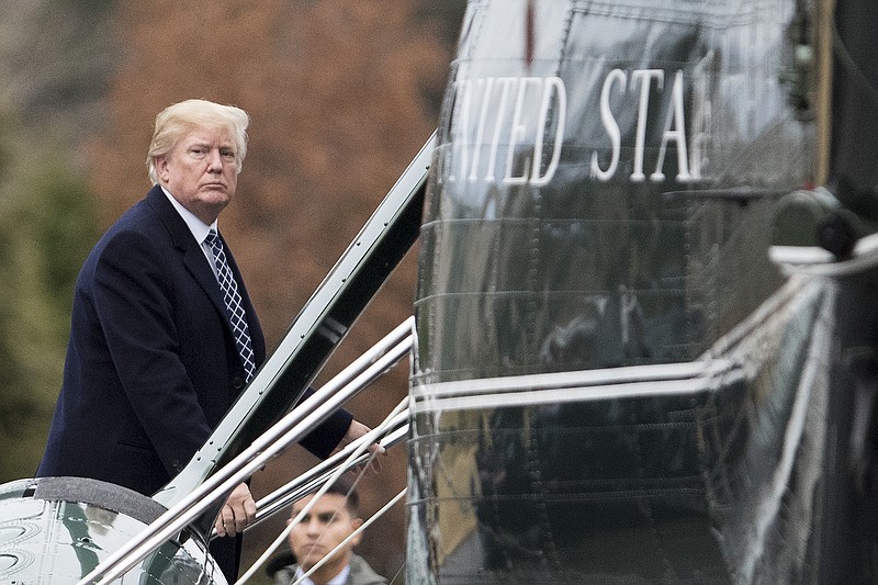 President Donald Trump boards Marine One en route to Joint Base Andrews, at the Walter Reed National Military Medical Center after his annual physical checkup, in Bethesda, Md., earlier this month. (Tom Brenner/The New York Times)