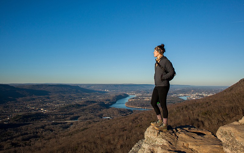 Elise Hawkins takes in the view from Sunset Rock on a cold winter day.
