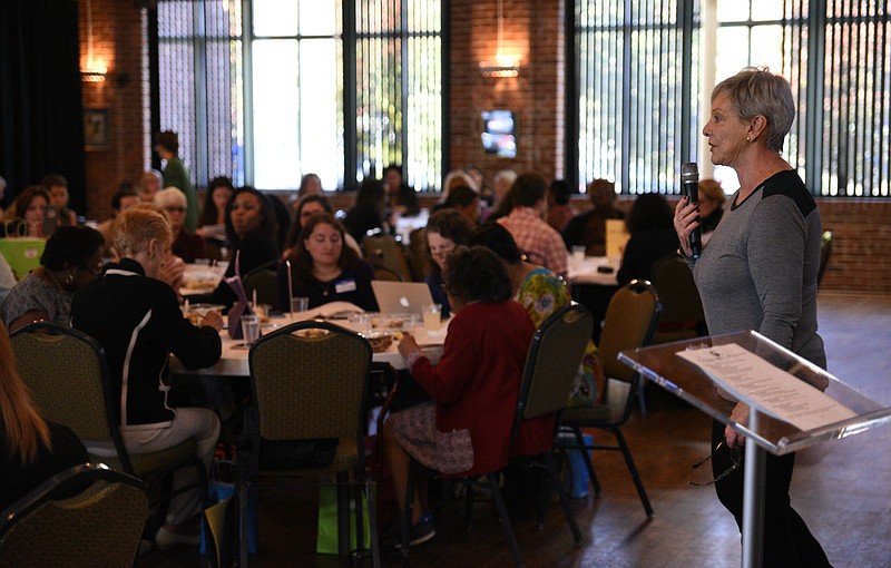 Councilwoman Carol Berz  speaks during the Mayor's Council for Women luncheon Thursday, Nov. 17, 2016 the Bessie Smith Hall. 