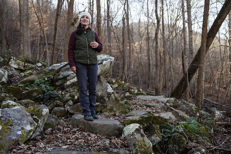 Mariah Prescott stands on a section of the new Ritchie Hollow Trail as she talks about its construction on Wednesday, Jan. 24, 2018, in Hamilton County, Tenn. The trail's grand opening is Saturday, Jan. 27.