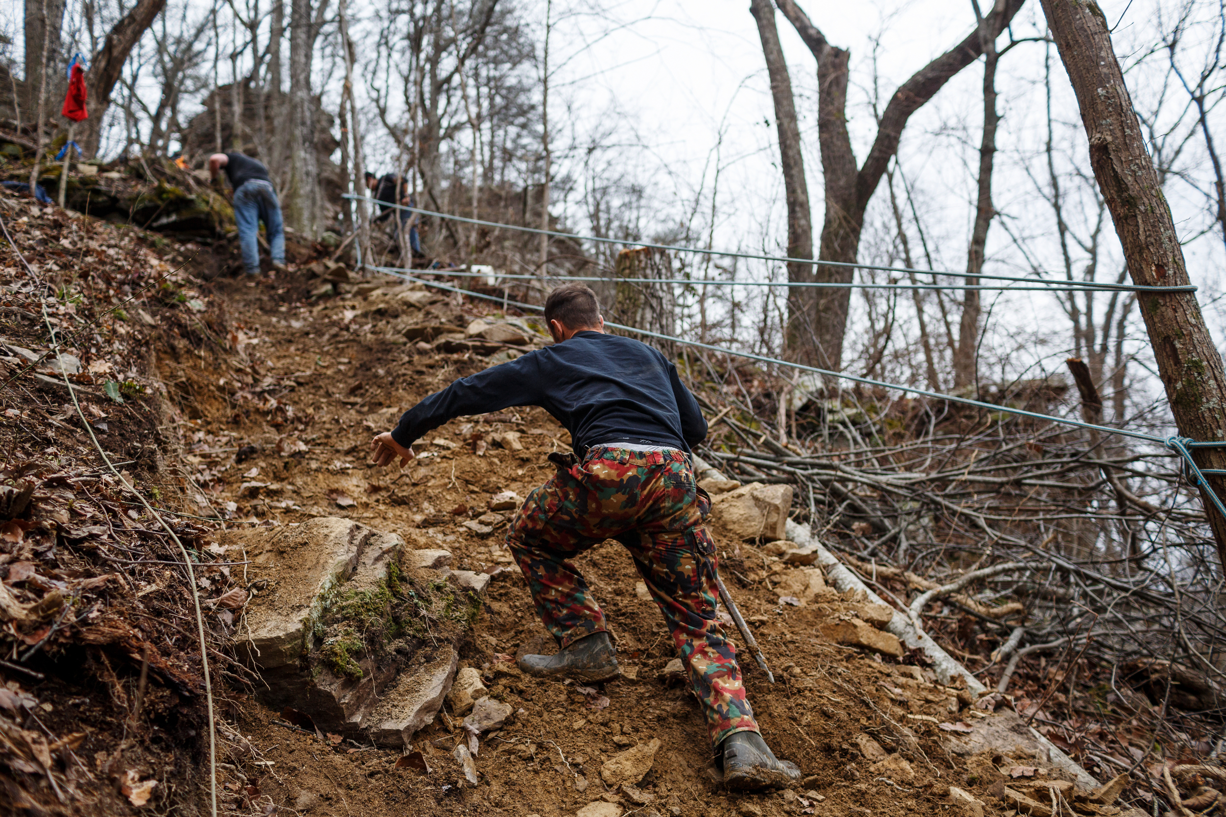 Troy Roberts navigates his way up the steepst portion of the TTC Gravity Park trail on Saturday, Jan. 27, 2018, in Sequatchie, Tenn. Volunteers are working to reopen the downhill mountain biking trail which features 1,000 feet of elevation change on a challenging course.