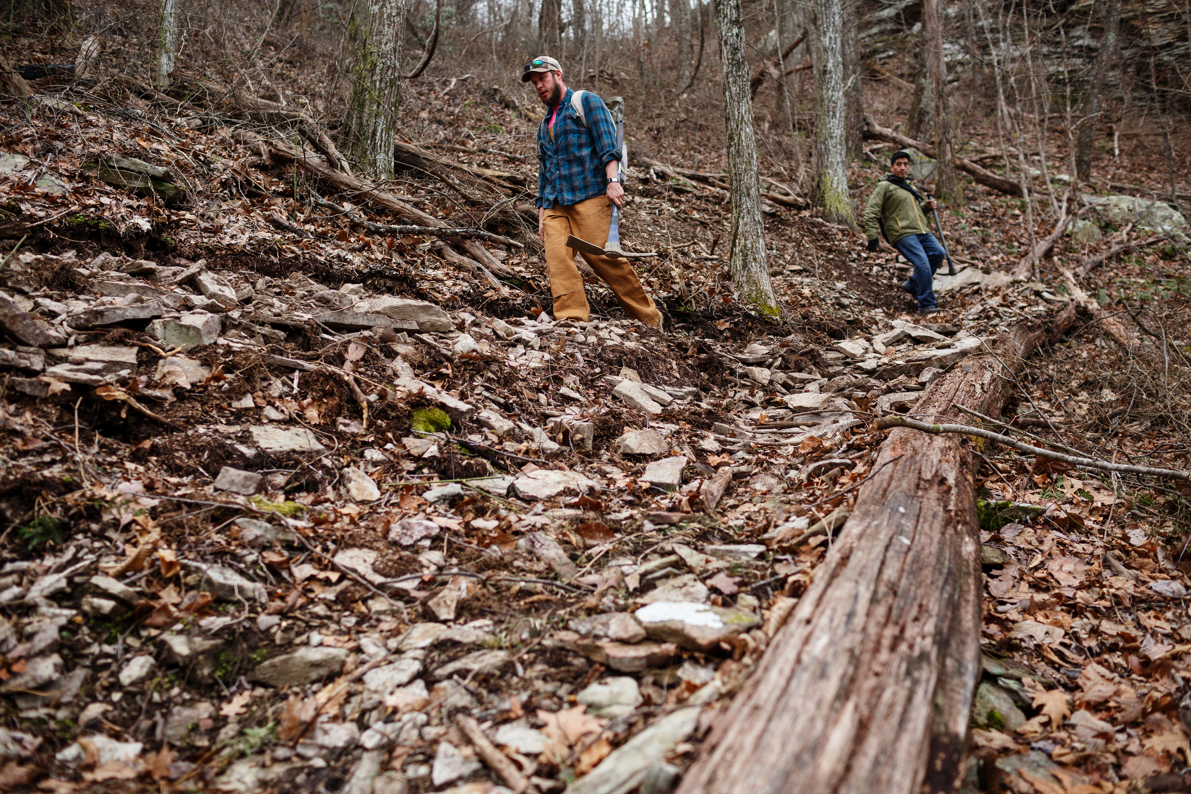 David Snyder navigates the TTC Gravity Park trail on Saturday, Jan. 27, 2018, in Sequatchie, Tenn. Volunteers are working to reopen the downhill mountain biking trail which features 1,000 feet of elevation change on a challenging course.