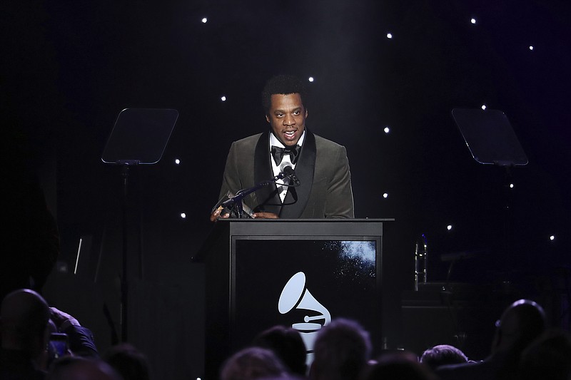 
              Honoree Jay-Z speaks onstage at the 2018 Pre-Grammy Gala And Salute To Industry Icons at the Sheraton New York Times Square Hotel on Saturday, Jan. 27, 2018, in New York. (Photo by Michael Zorn/Invision/AP)
            