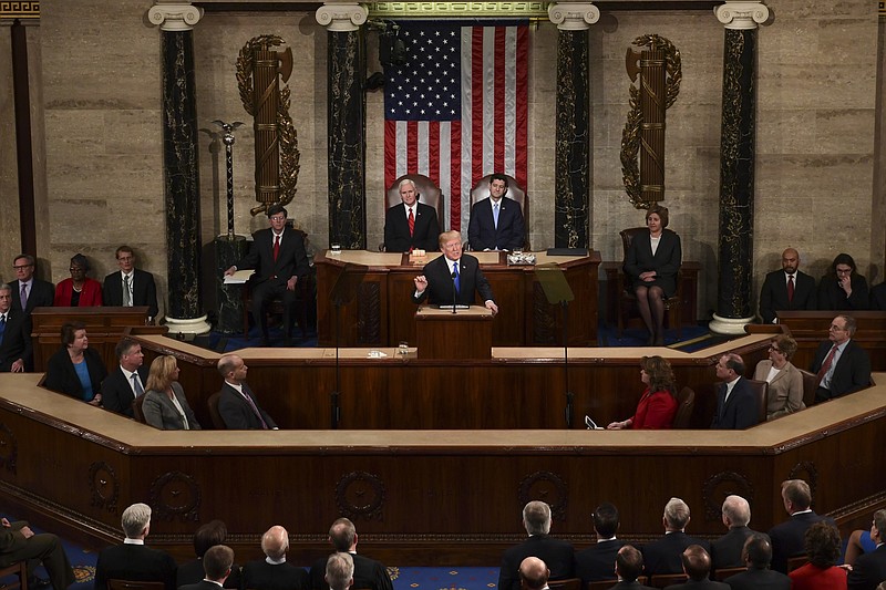 President Donald Trump delivers his State of the Union address to a joint session of Congress on Capitol Hill in Washington, Tuesday, Jan. 30, 2018. (AP Photo/Susan Walsh)
