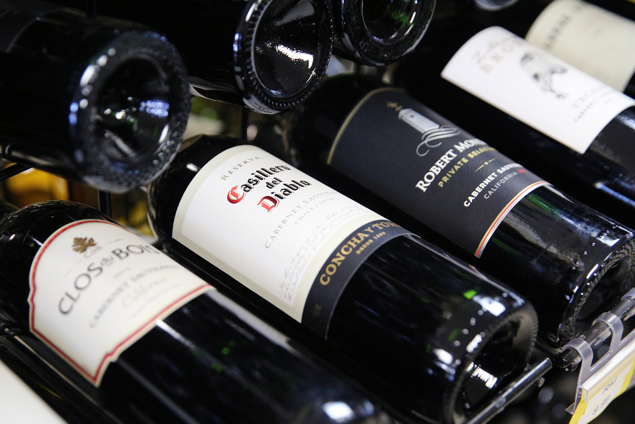 A variety of wines sit out on the shelves at Bacchus Wine and Spirits Thursday, Jan. 25, 2018 in Hixson, Tenn. Tennessee grocery stores started selling wine about a year and a half ago giving liquor stores more competition.
