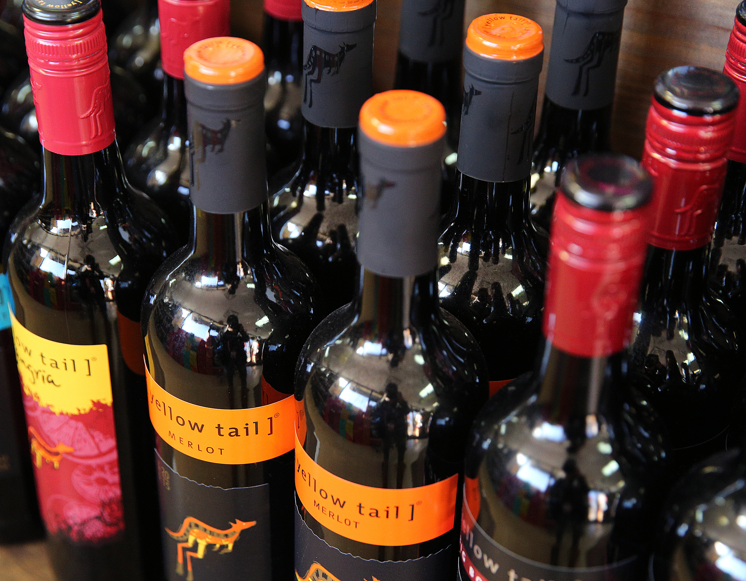 A variety of Yellow Tail wines sit out on a shelf at Bacchus Wine and Spirits Thursday, Jan. 25, 2018 in Hixson, Tenn. Tennessee grocery stores started selling wine about a year and a half ago giving liquor stores more competition.