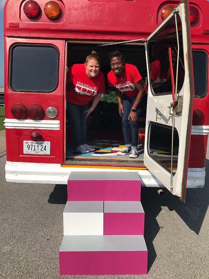 Colleen Ryan and Brittany Harris offer roving tutor sessions for both students and parents aboard their retrofitted mobile classroom. (Contributed photo)