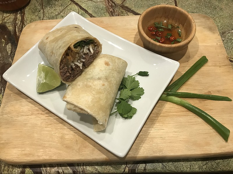 The Phorrito is an amazing dish that combines the rich, fresh flavors of Pho (pronounced fuh), the Vietnamese soup made with beef, rice noodles, herbs and bean sprouts, into a wrap.