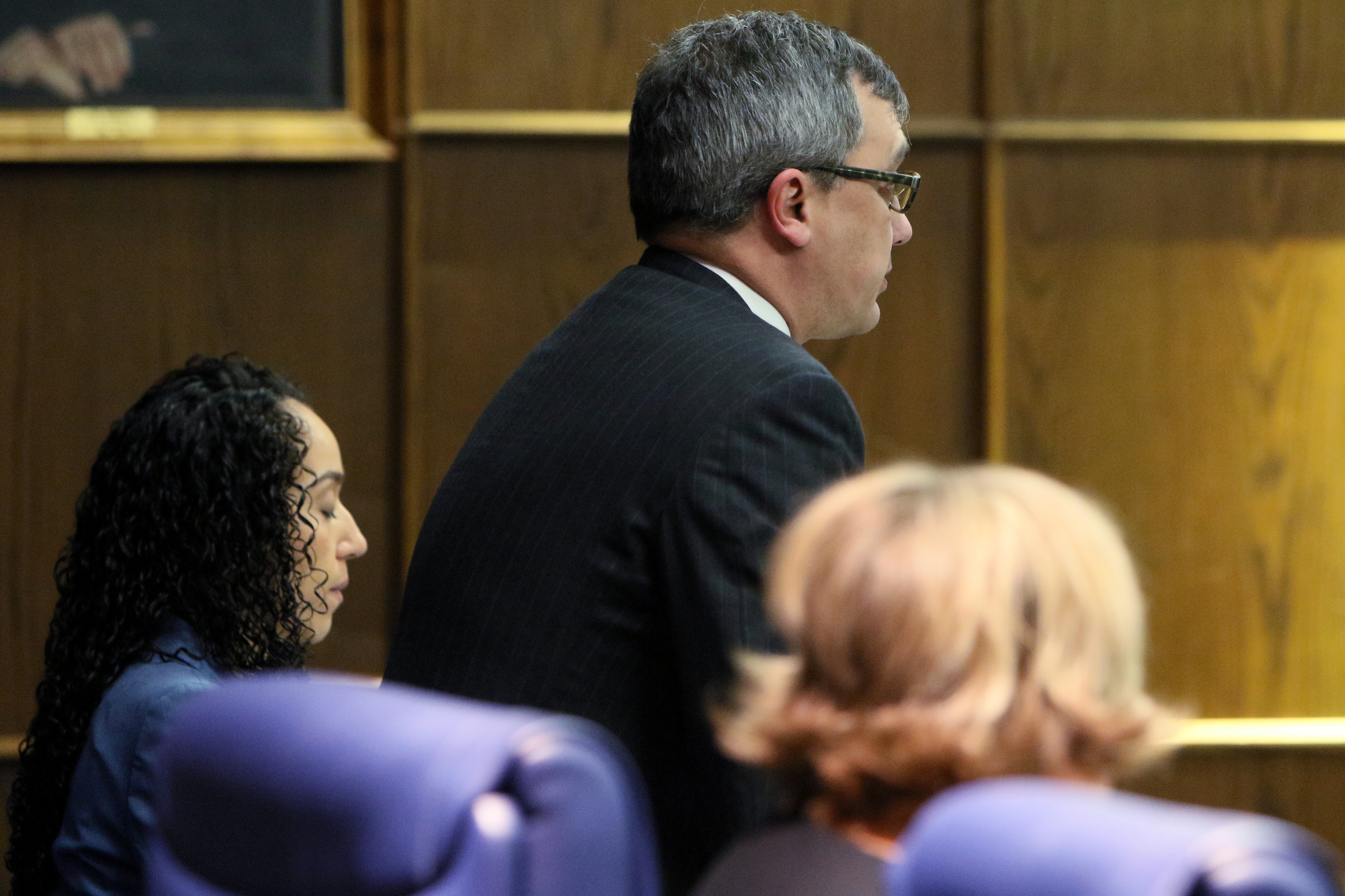 Hamilton County District Attorney General Neal Pinkston speaks to Judge Don Poole during a pretrial hearing in the Johnthony Walker case Monday, Feb. 5, 2018 at the Hamilton County Criminal Courthouse in Chattanooga, Tenn. Walker was the bus driver in the Nov. 21, 2016 fatal bus crash that killed six Woodmore Elementary Students.