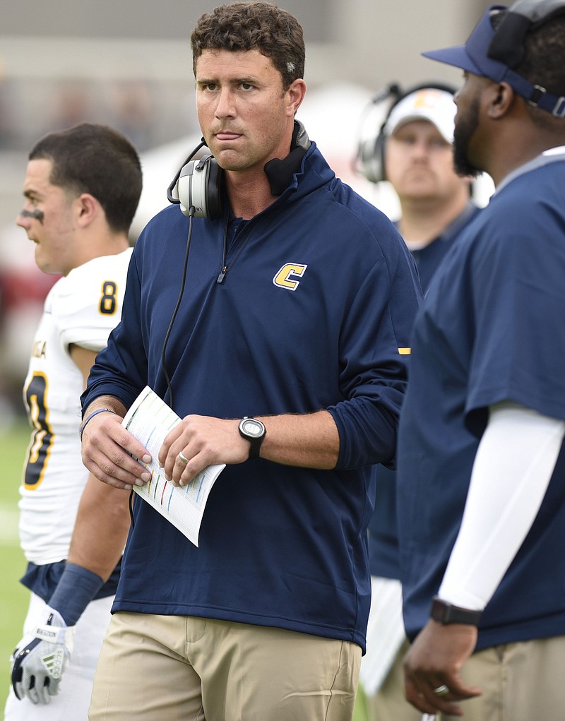 Tom Arth is in his first year as UTC's head coach.  The University of Chattanooga Mocs met the Jacksonville State Gamecocks in the Guardian Credit Union FCS Kickoff at the Carmton Bowl in Montgomery, Alabama on August 26, 2017.