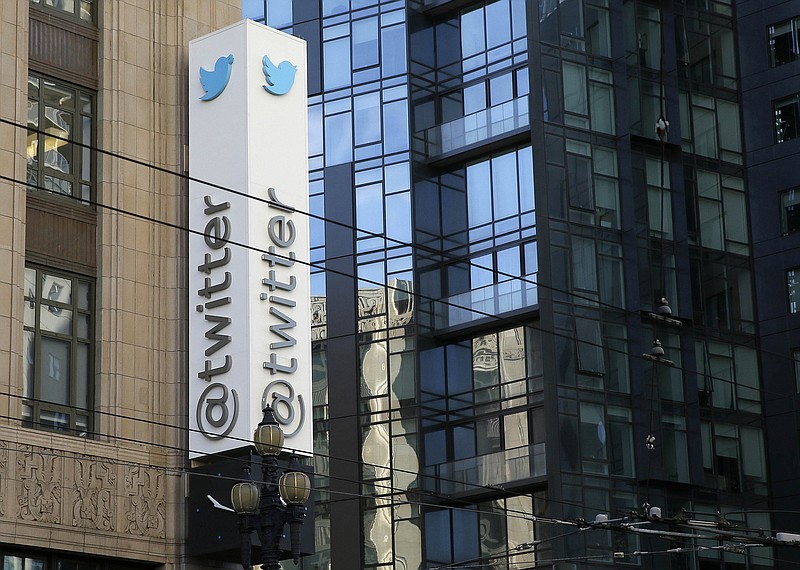 FILE - This Dec. 16, 2014, file photo shows Twitter headquarters in San Francisco. Twitter reports earnings Thursday, Feb. 8, 2018. (AP Photo/Eric Risberg, File)