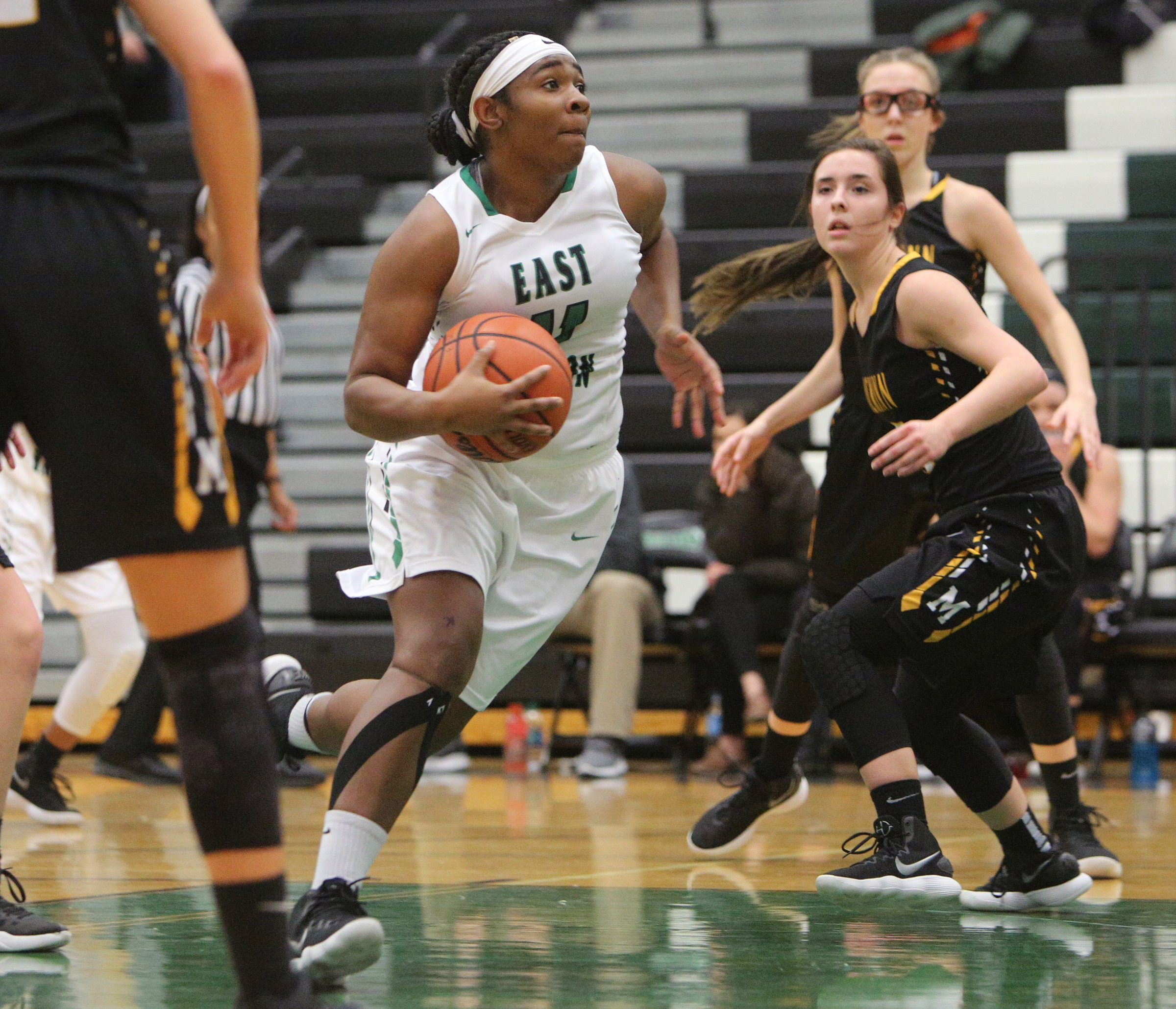 East Hamilton's Kaiyana Suttles (11) puts up a layup during the East Hamilton vs. McMinn County girls basketball game Monday, Feb. 12, 2018 at East Hamilton Middle High School in Ooltewah, Tenn.