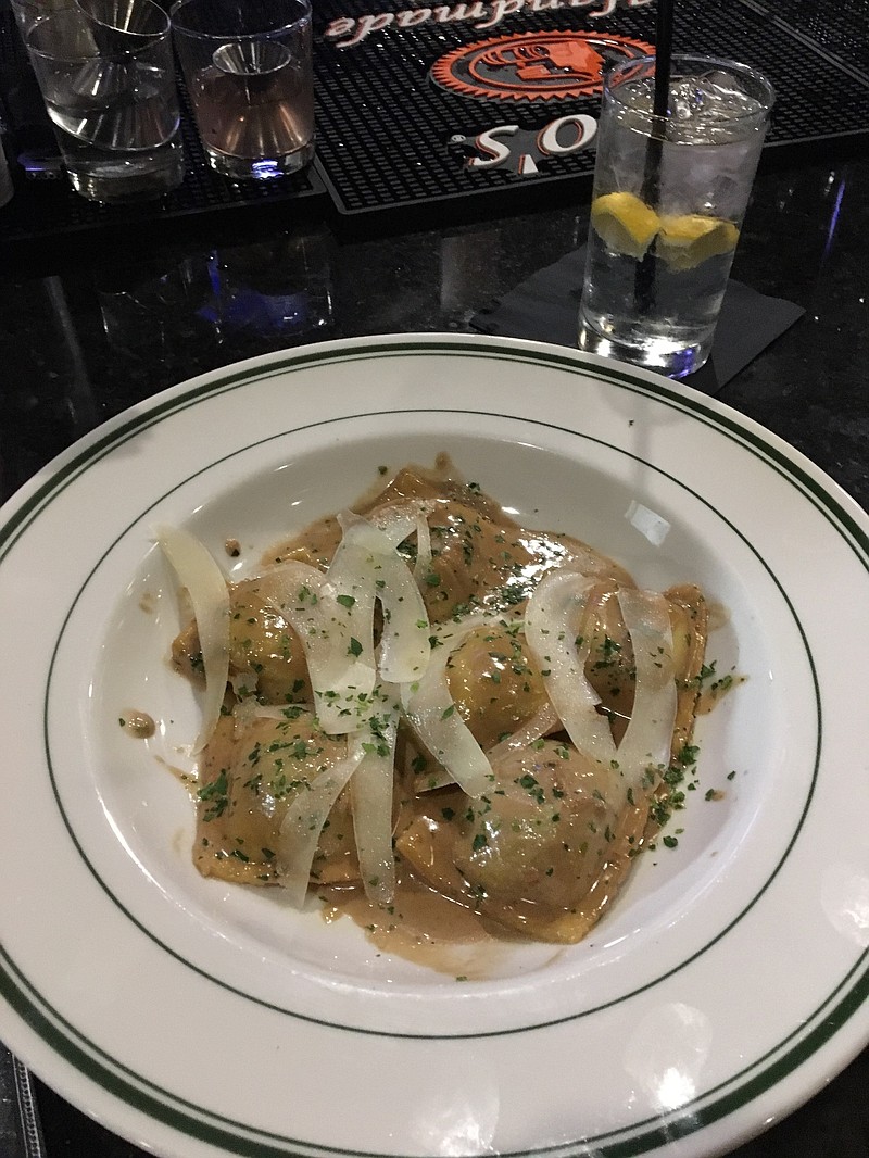 The mushroom ravioli at Il Primo's Ooltewah location is served with finely shredded cheese and a light mushroom sauce.