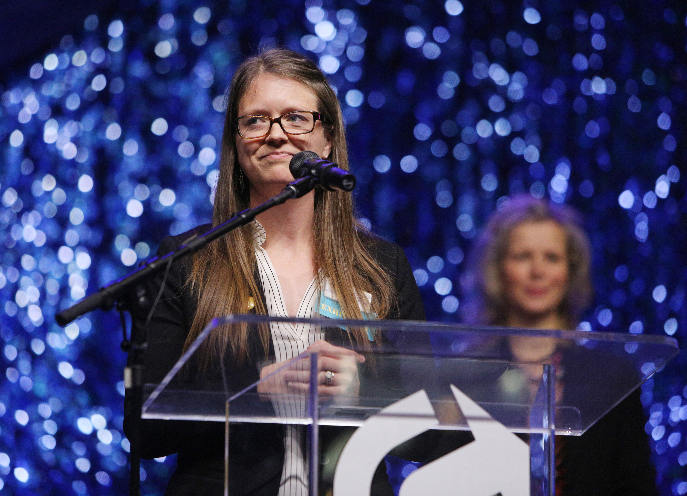 Laurie Stevens, owner and operator of Chattanooga School of Language, talks a little about her business after winning the Small Business Award for the 1-20 employees category during the Small Business Awards Luncheon at the Chattanooga Convention Center on Tuesday, Feb. 13, 2018 in Chattanooga, Tenn. The event was put on by the Chattanooga Area Chamber of Commerce.