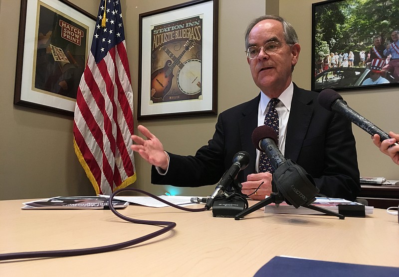 U.S. Rep. Jim Cooper, D-Nashville, talks to reporters about election security at his Nashville office Friday, Feb. 16, 2018. 