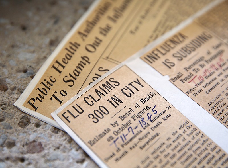 Clippings from local newspapers about the Spanish flu of 1918 are on file at the Chattanooga Public Library in Chattanooga, Tenn.