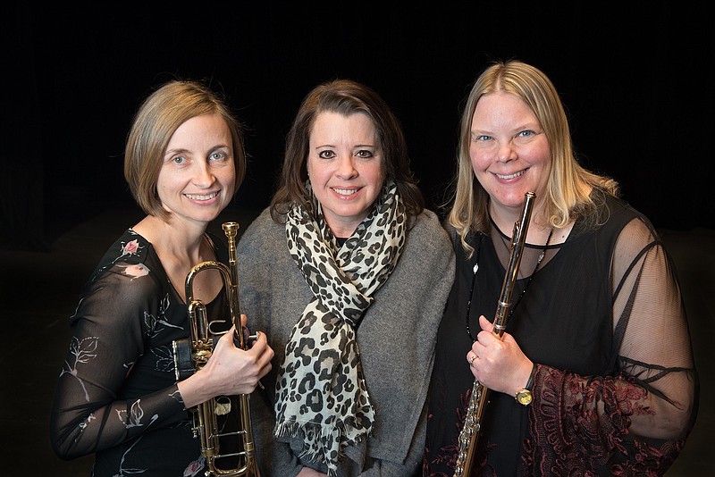 Playing in the UTC Chamber Trio will be, from left, Dr. Erika Schafer, trumpet; Jenny Parker, piano, and Dr. Ronda Ford, flute.