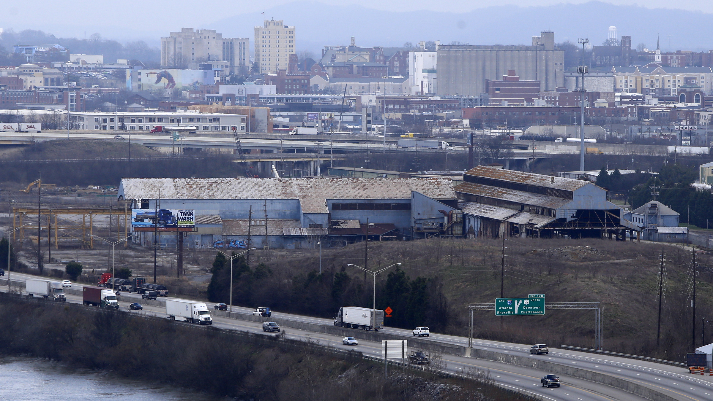 The Wheland/U.S. Pipe site is seen looking north from Lookout Mountain in the South Broad Street District on Tuesday, Feb. 20, 2018 in Chattanooga, Tenn.