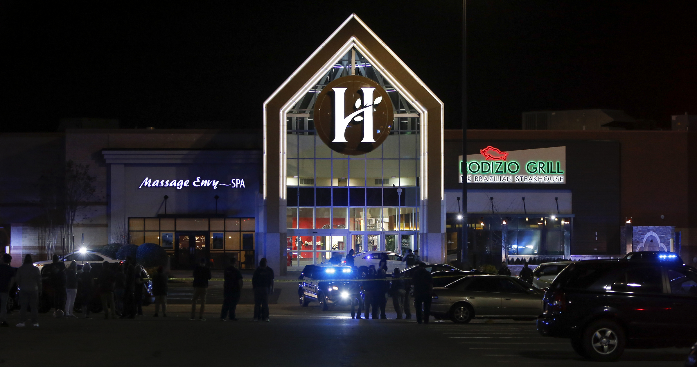 Staff photo by C.B. Schmelter /
Police tape marks off an area in front of an entrance to the Hamilton Place mall on Saturday, Feb. 24, 2018 in Chattanooga, Tenn.