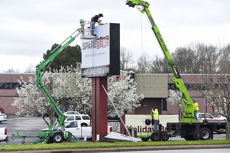 Spare Time is changing their sign to reflect the ownership change that happened last summer.